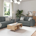 Sofa 3 pcs Tamsiai pilka Lino mišinio audinys