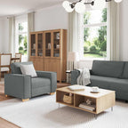 Sofa 3 pcs Tamsiai pilka Lino mišinio audinys