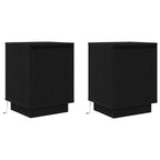 Spintelės prie lovos su LED lemputėmis 2 vnt Juodos 38x34x50 cm