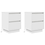 Spintelės prie lovos su LED lemputėmis 2 vnt Baltos 38x34x50 cm