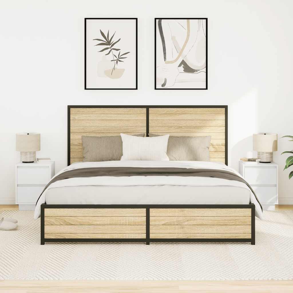 Spintelės prie lovos su LED lemputėmis 2 vnt Baltos 38x34x50 cm