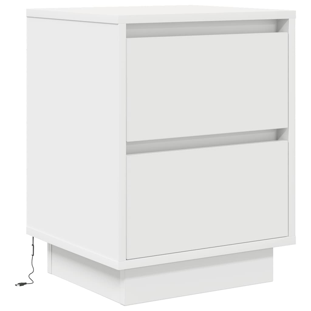 Spintelės prie lovos su LED lemputėmis 2 vnt Baltos 38x34x50 cm