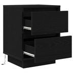 Spintelės prie lovos su LED lemputėmis 2 vnt Juodos 38x34x50 cm
