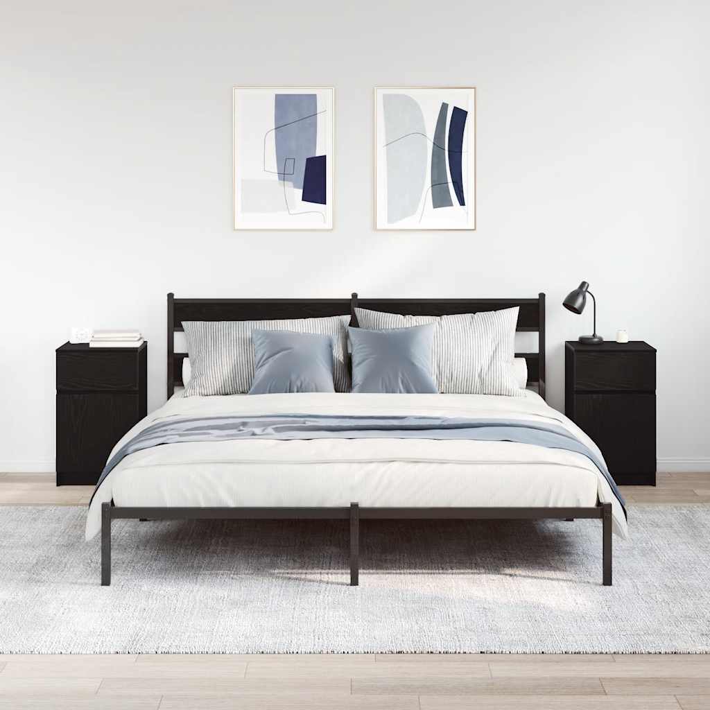 Naktinės spintelės, 2vnt., juodos, 39x35x65cm, apdirbta mediena