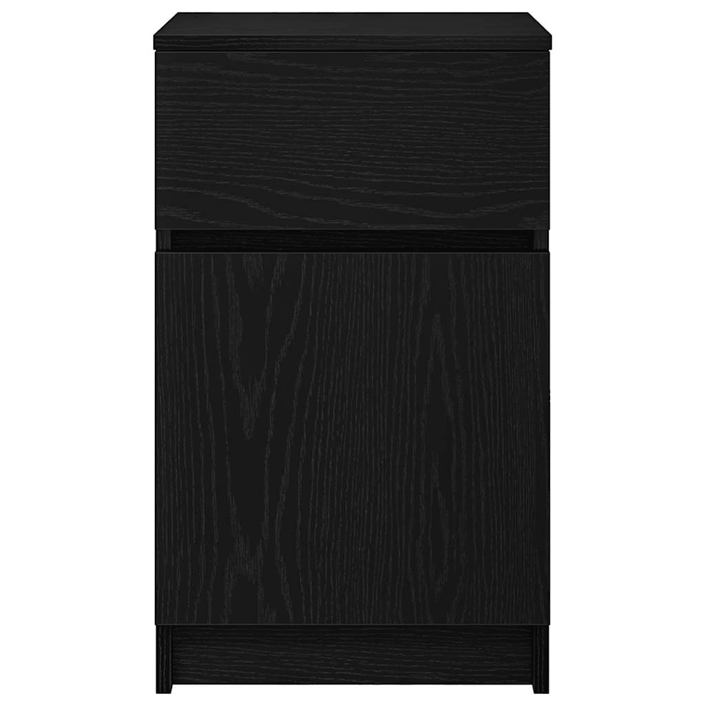 Naktinės spintelės, 2vnt., juodos, 39x35x65cm, apdirbta mediena