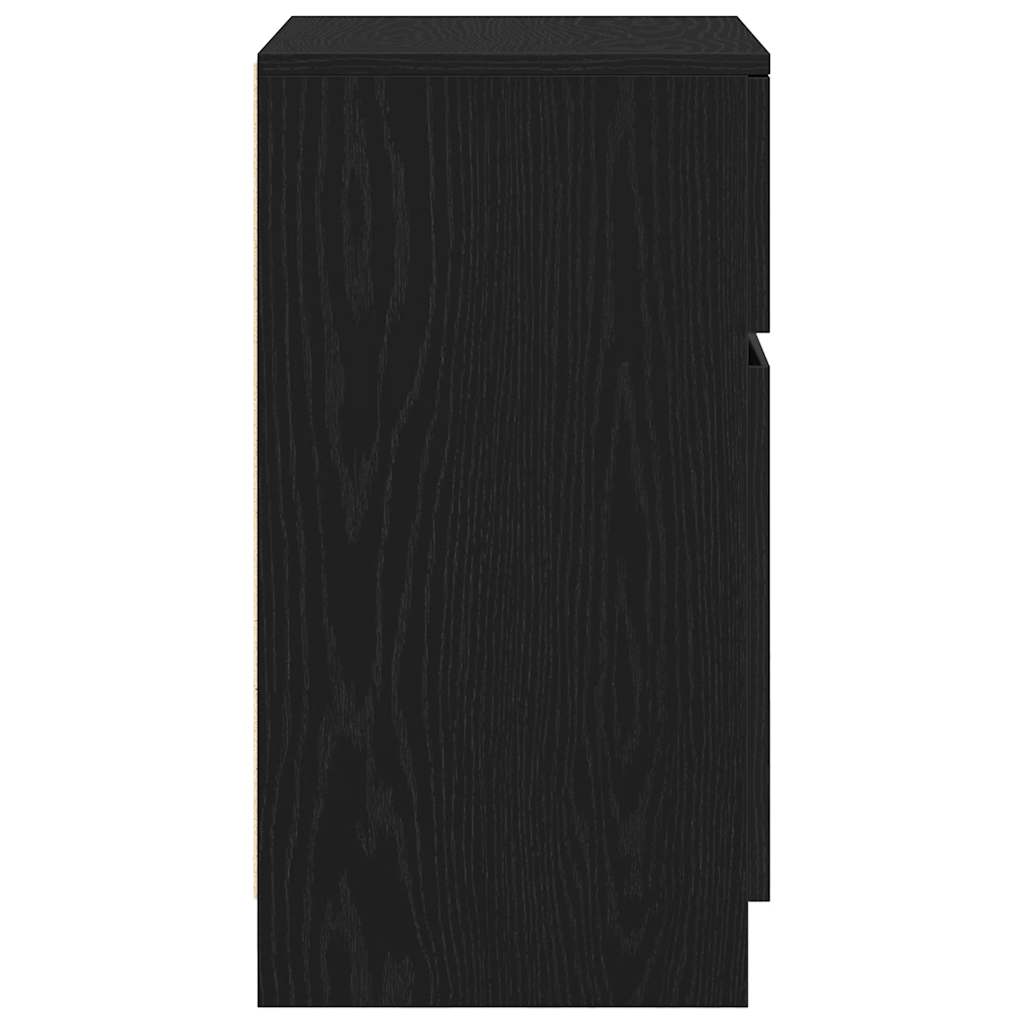 Naktinės spintelės, 2vnt., juodos, 39x35x65cm, apdirbta mediena