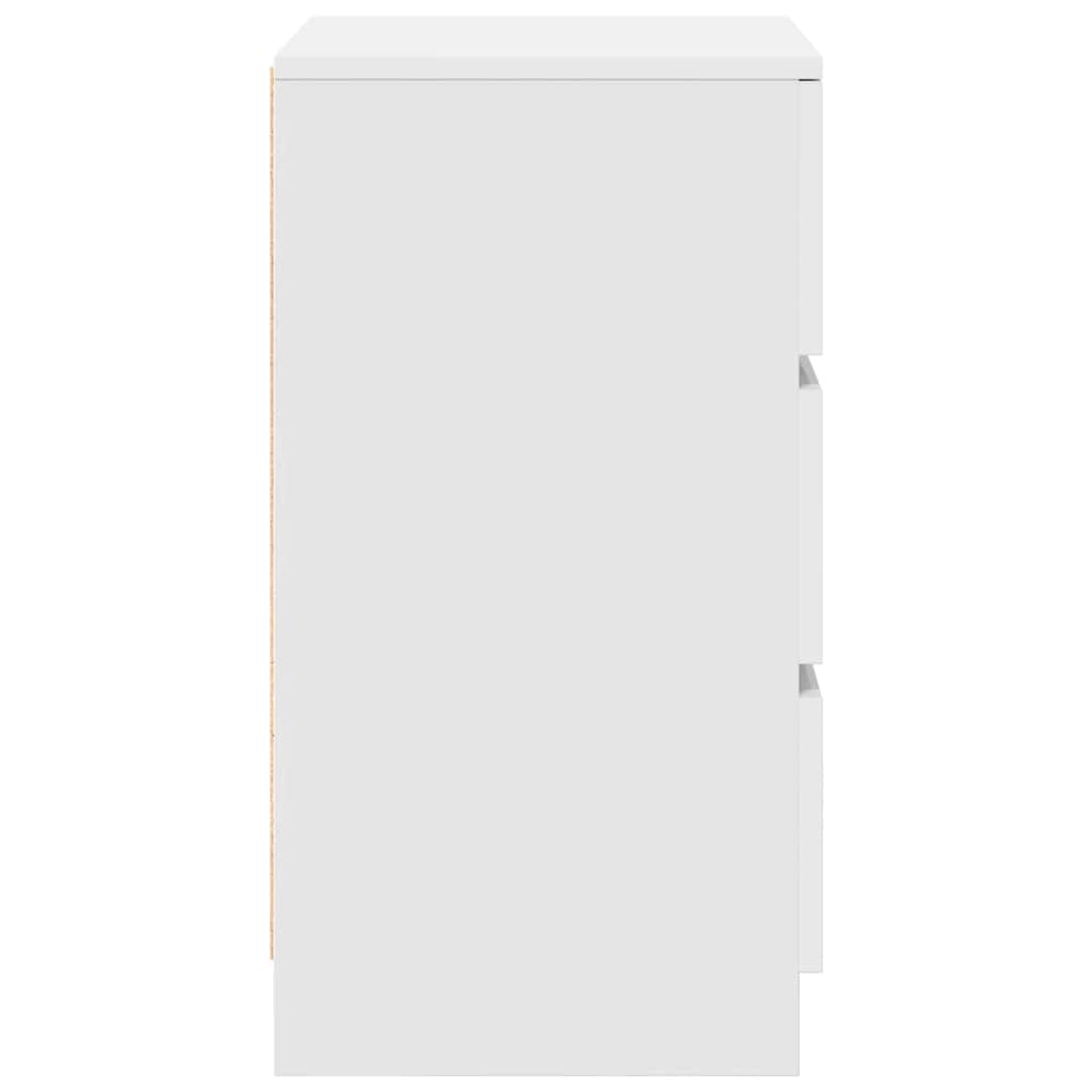 Spintelės prie lovos su 3 stalčiais 2 vnt, baltos 39x35x65 cm