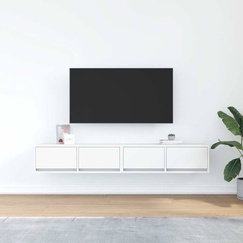 Televizoriaus spintelės, 2vnt., baltos, 80x31x25,5 cm, mediena