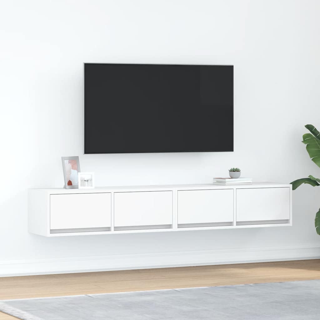 Televizoriaus spintelės, 2vnt., baltos, 80x31x25,5 cm, mediena
