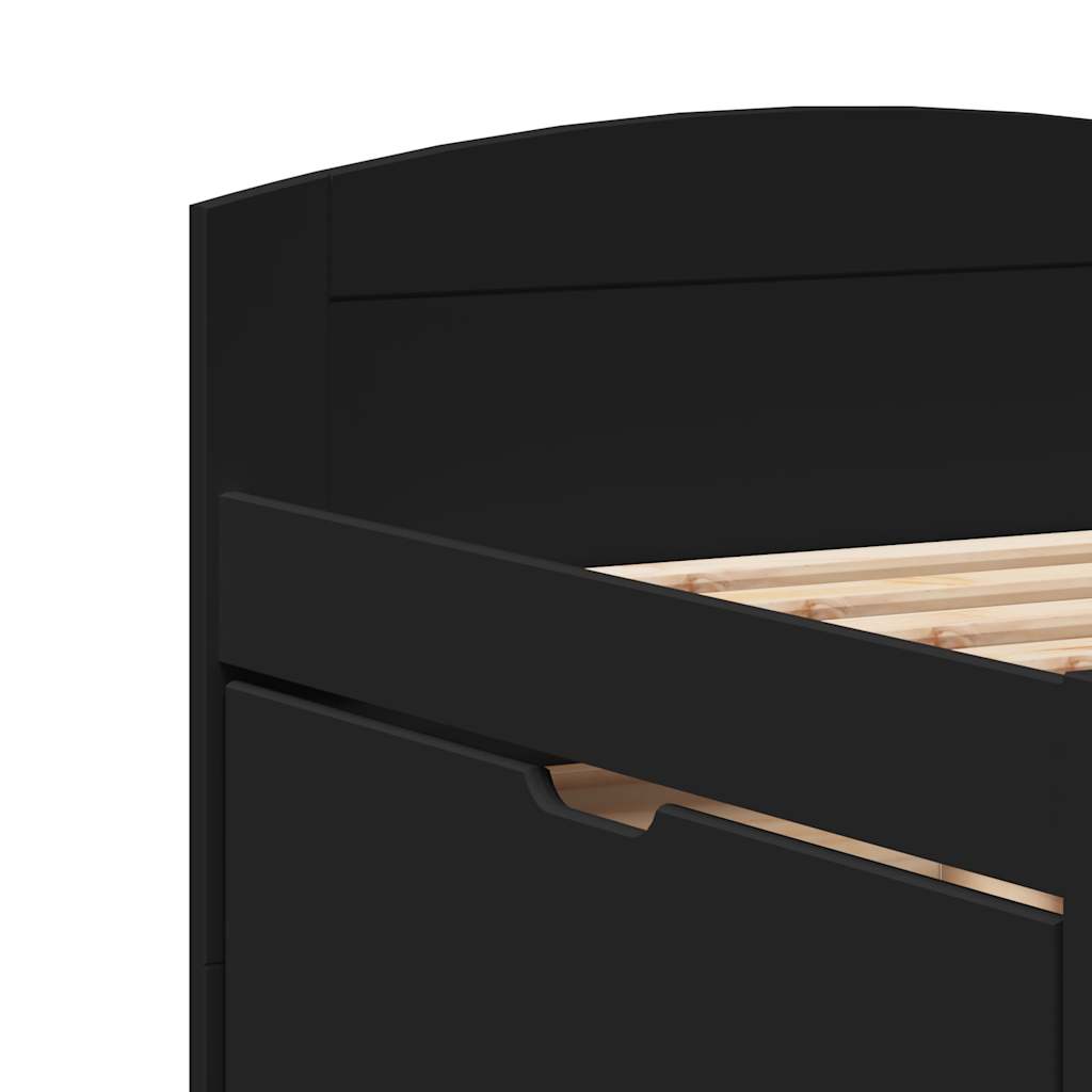 Lova su 5 stalčiais be čiužinio IRUN, juoda, 90x200cm