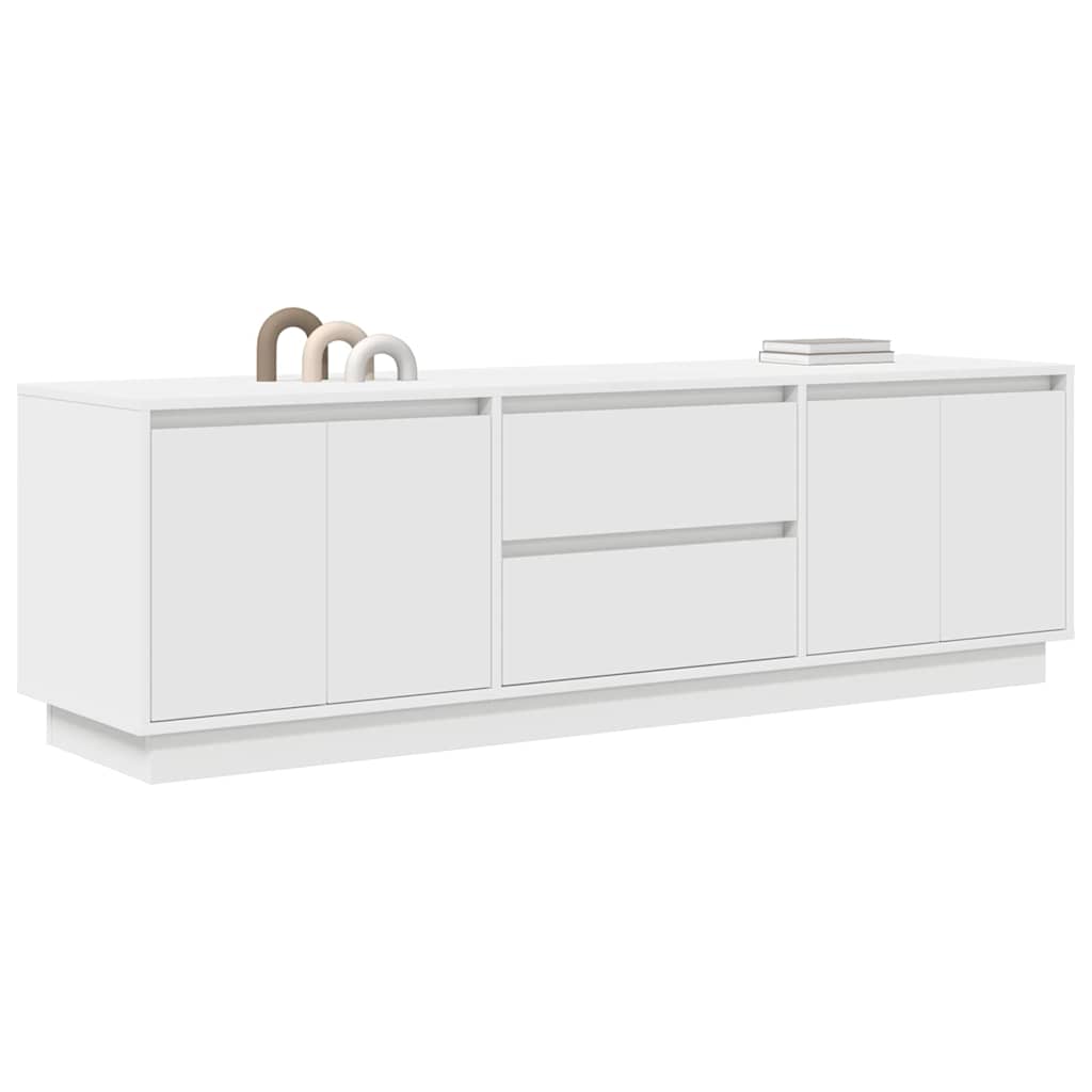TV spintelė su LED lemputėmis, baltos spalvos, 160,5x41x50 cm