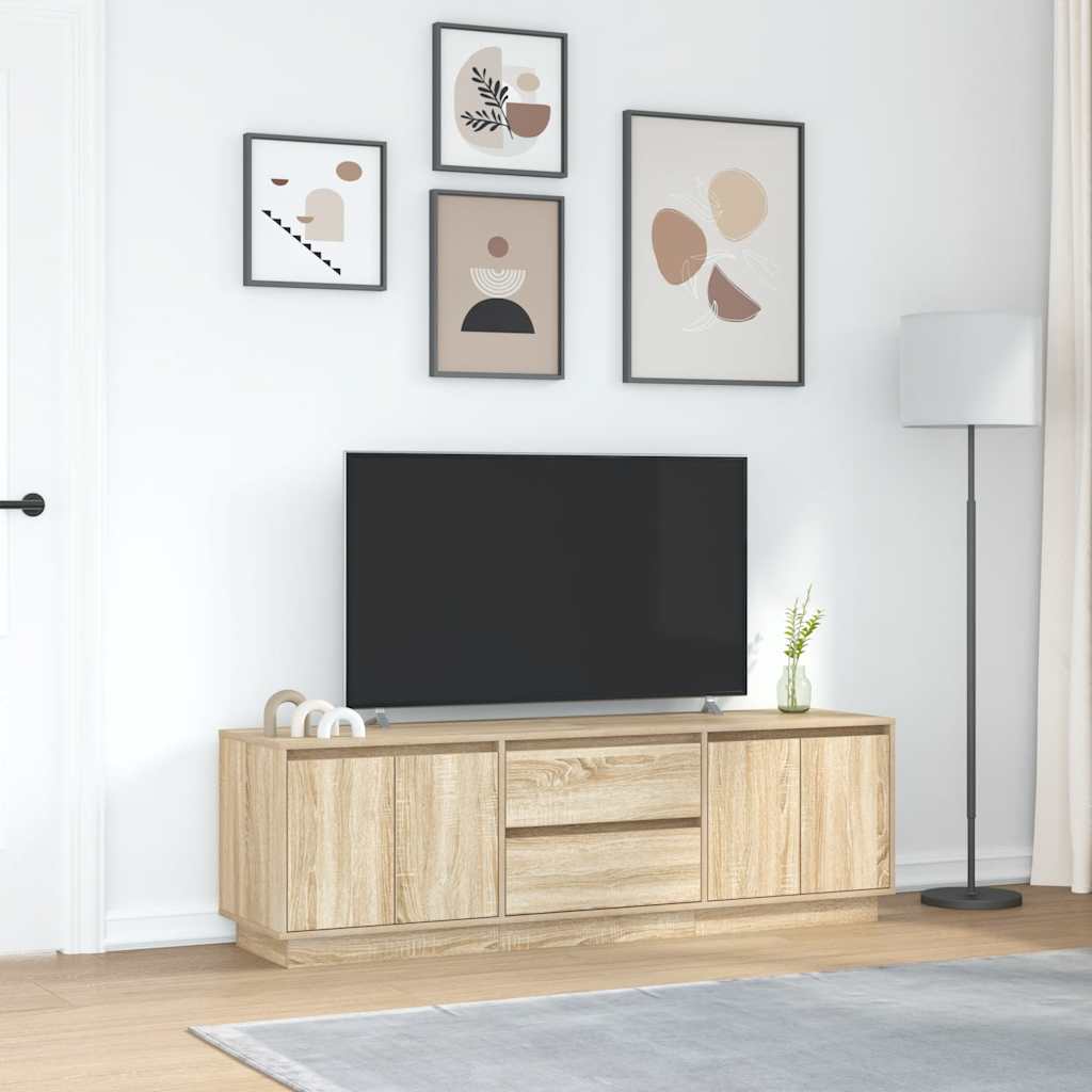 TV spintelė su LED lemputėmis, ąžuolo spalvos, 160,5x41x50 cm