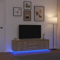 TV spintelė su LED lemputėmis, ąžuolo spalvos, 160,5x41x50 cm