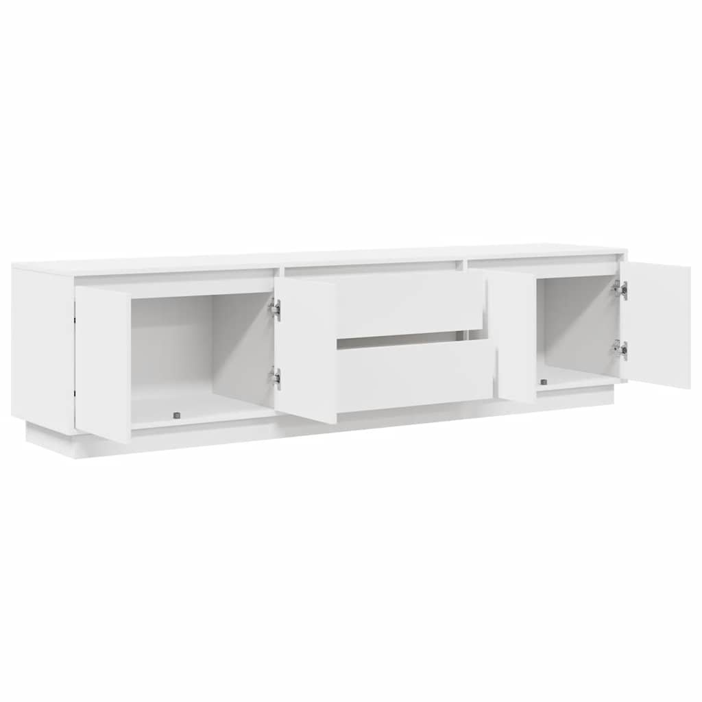 TV spintelė su LED lemputėmis, baltos spalvos, 193,5x41x50 cm