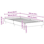 lovos rėmas be čiužinio pilka 90x190 cm inžinerinė mediena