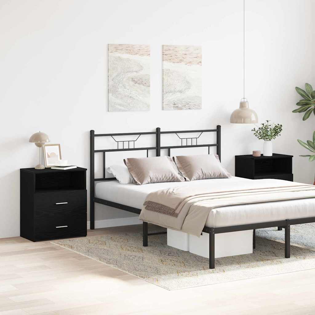 Naktinis staliukas 2 pcs juoda ąžuolo 50 x 32 x 60 cm