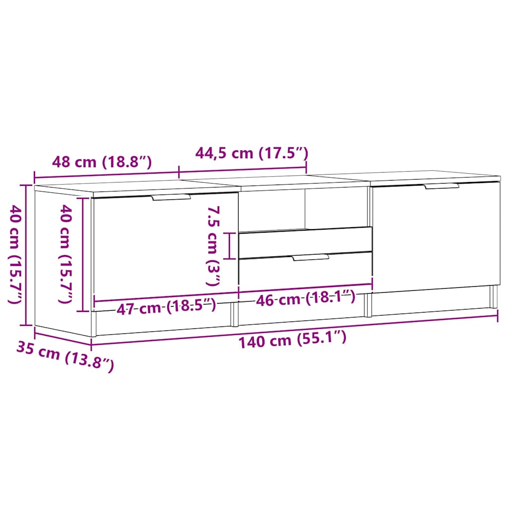 Televizoriaus spintelė 140 x 35 x 40 cm Apdirbta mediena