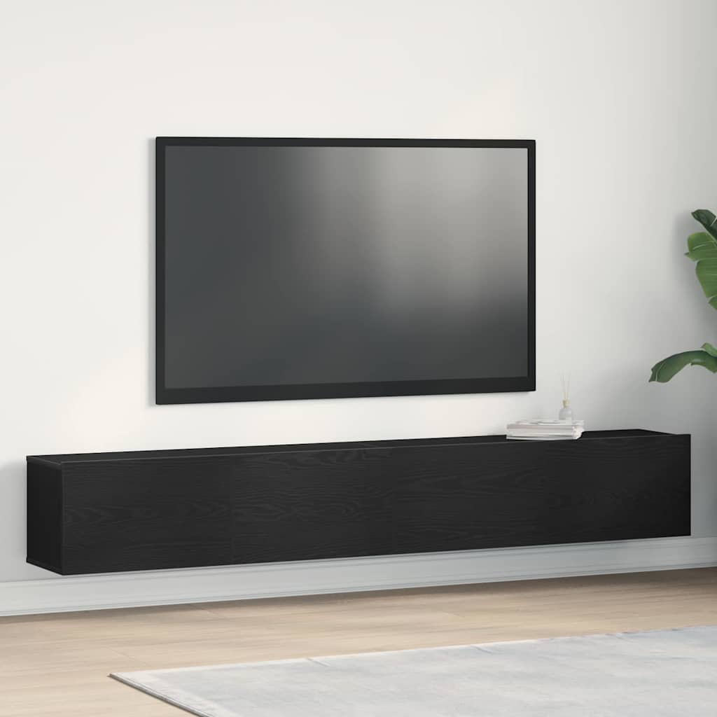 Televizoriaus spintelė 2 pcs Juoda 100 x 30 x 30 cm