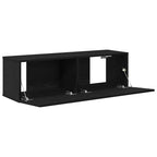Televizoriaus spintelė 2 pcs Juoda 100 x 30 x 30 cm
