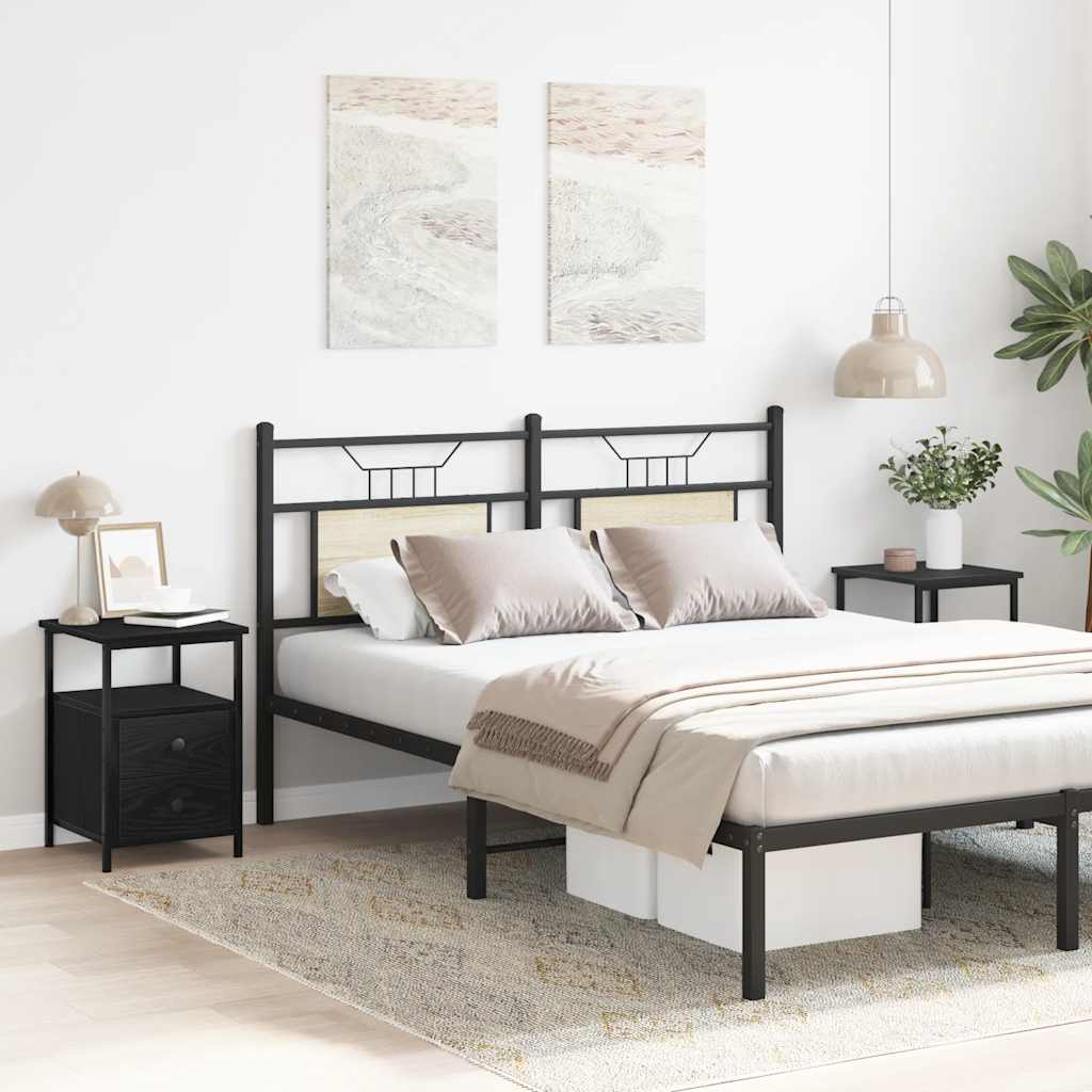 Naktinės spintelės, 2 vnt., juodo ąžuolo spalvos, 34x35,5x50cm, inžinerinė mediena