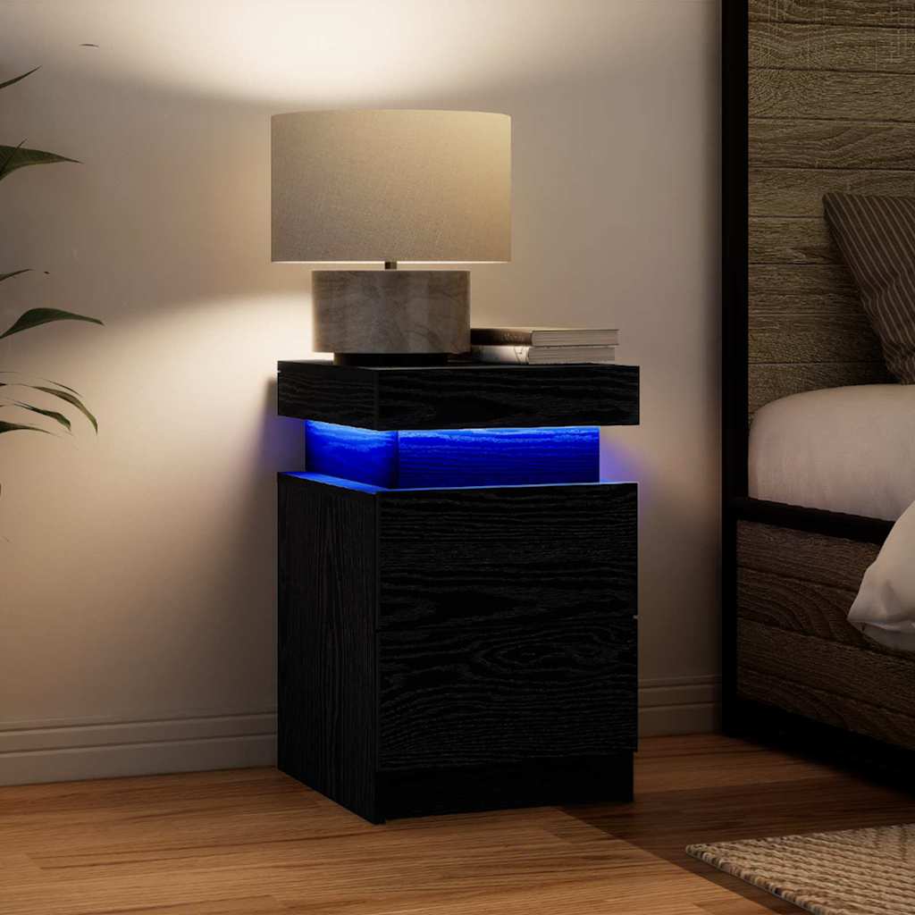 Naktinis staliukas su 2 pcs juoda ąžuolo 35 x 39 x 55 cm