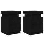 Naktinis staliukas su 2 pcs juoda ąžuolo 35 x 39 x 55 cm