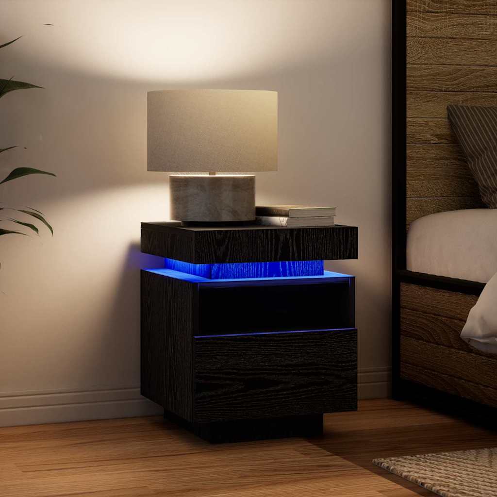 Naktinis staliukas 2 pcs juoda ąžuolo 40 x 39 x 48.5 cm