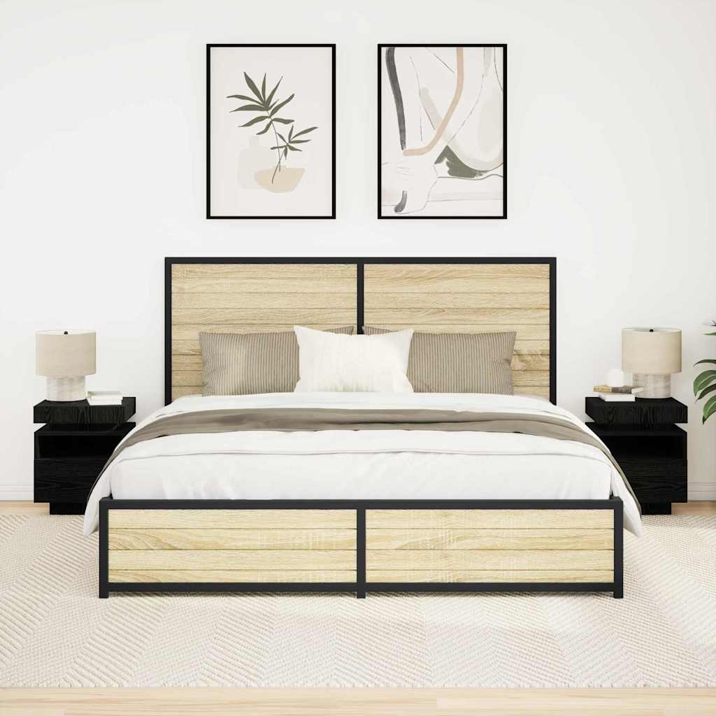 Naktinis staliukas 2 pcs juoda ąžuolo 40 x 39 x 48.5 cm