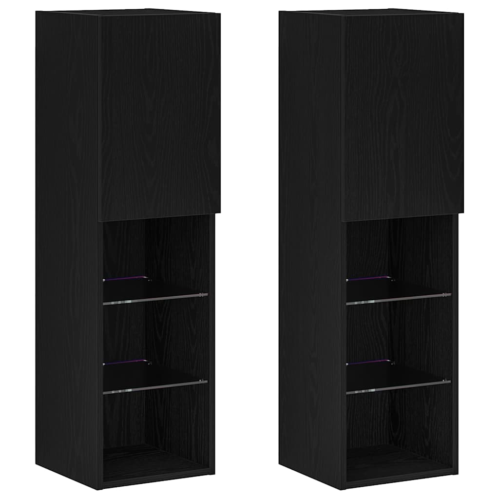 Televizoriaus spintelė 2 pcs Juoda 30,5 x 30 x 102 cm