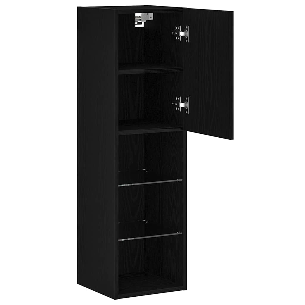 Televizoriaus spintelė 2 pcs Juoda 30,5 x 30 x 102 cm