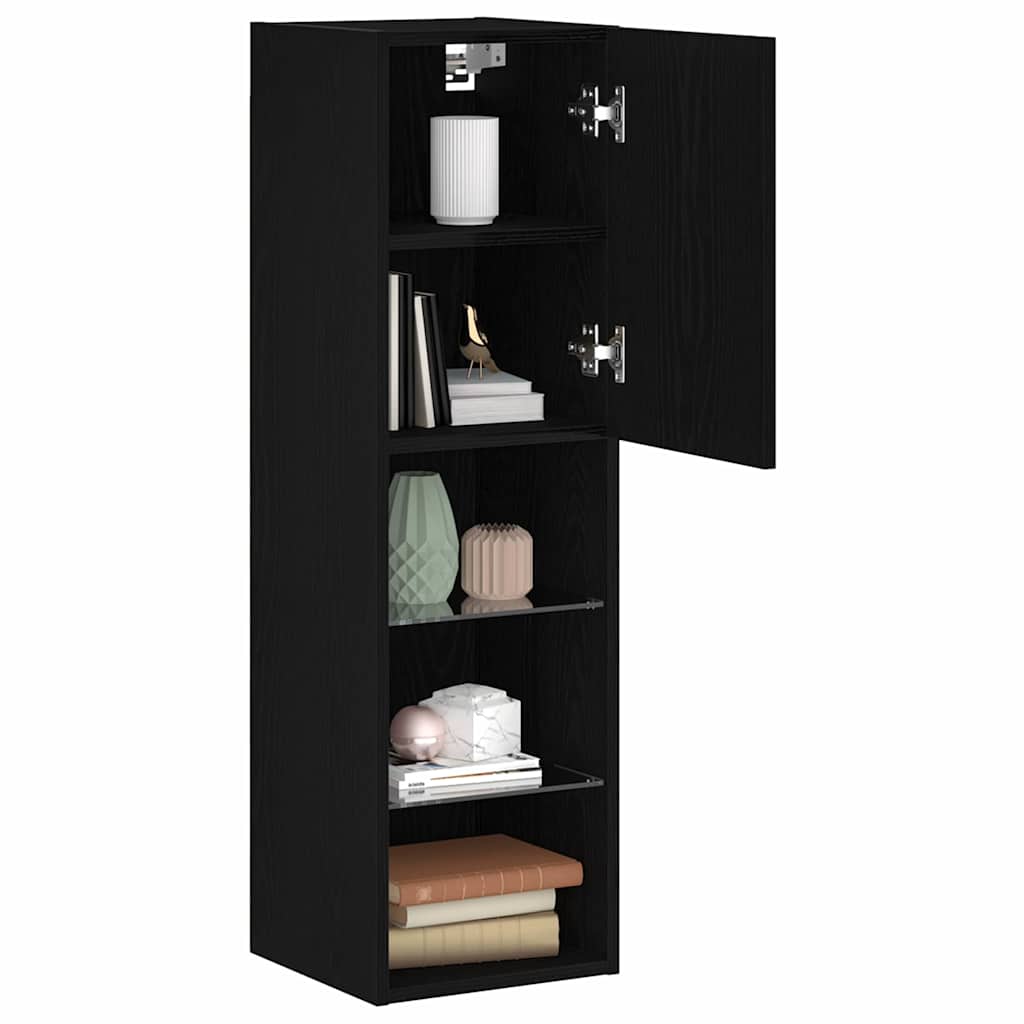 Televizoriaus spintelė 2 pcs Juoda 30,5 x 30 x 102 cm