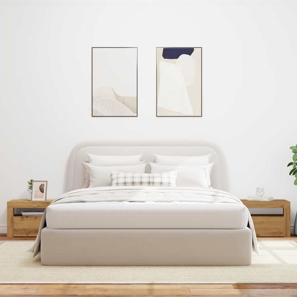 Spintelės prie lovos 2 vnt su šviesos diodais Artisan Oak