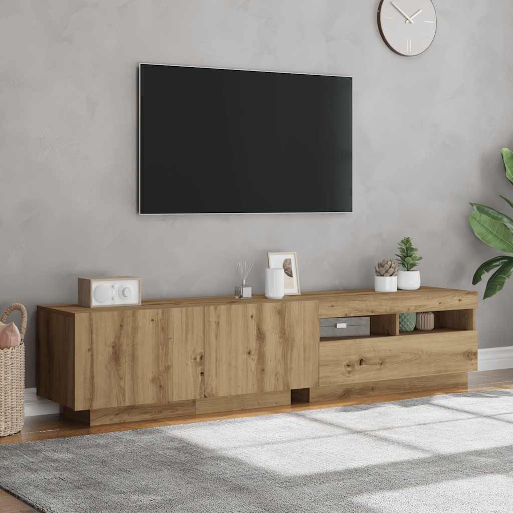 televizoriaus spintelė su LED lemputėmis Artisan ąžuolas