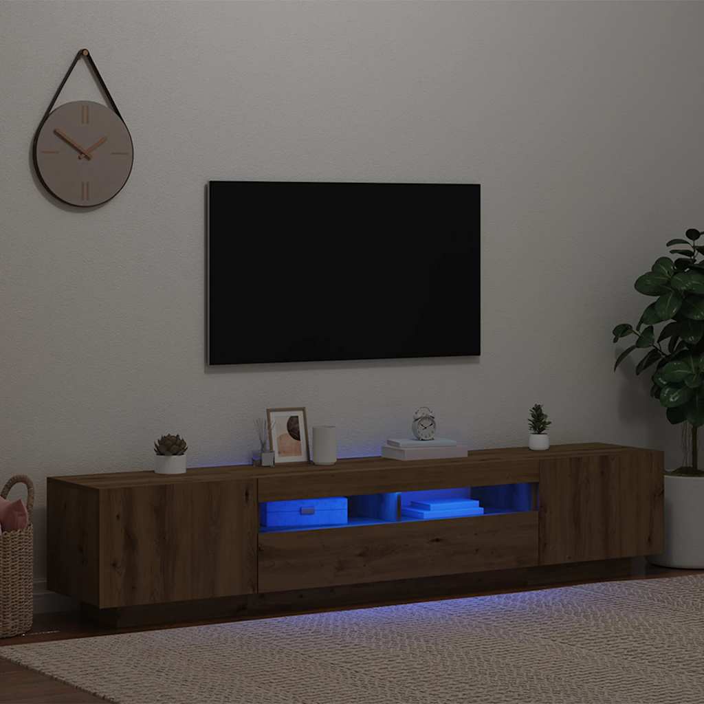 televizoriaus spintelė su LED lemputėmis Artisan ąžuolas