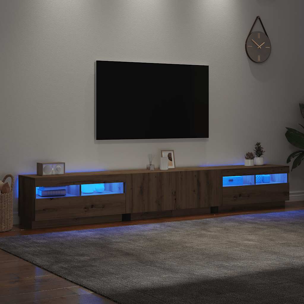televizoriaus spintelė su LED lemputėmis Artisan ąžuolas