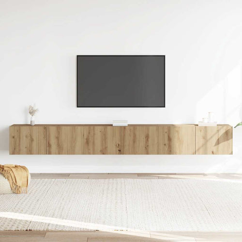 3 dalių sieninis televizoriaus spintelės komplektas Artisan Oak
