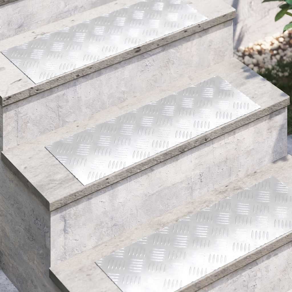 Laiptų danga Stačiakampio 4 pcs Sidabro 60 x 20 cm Aliuminis