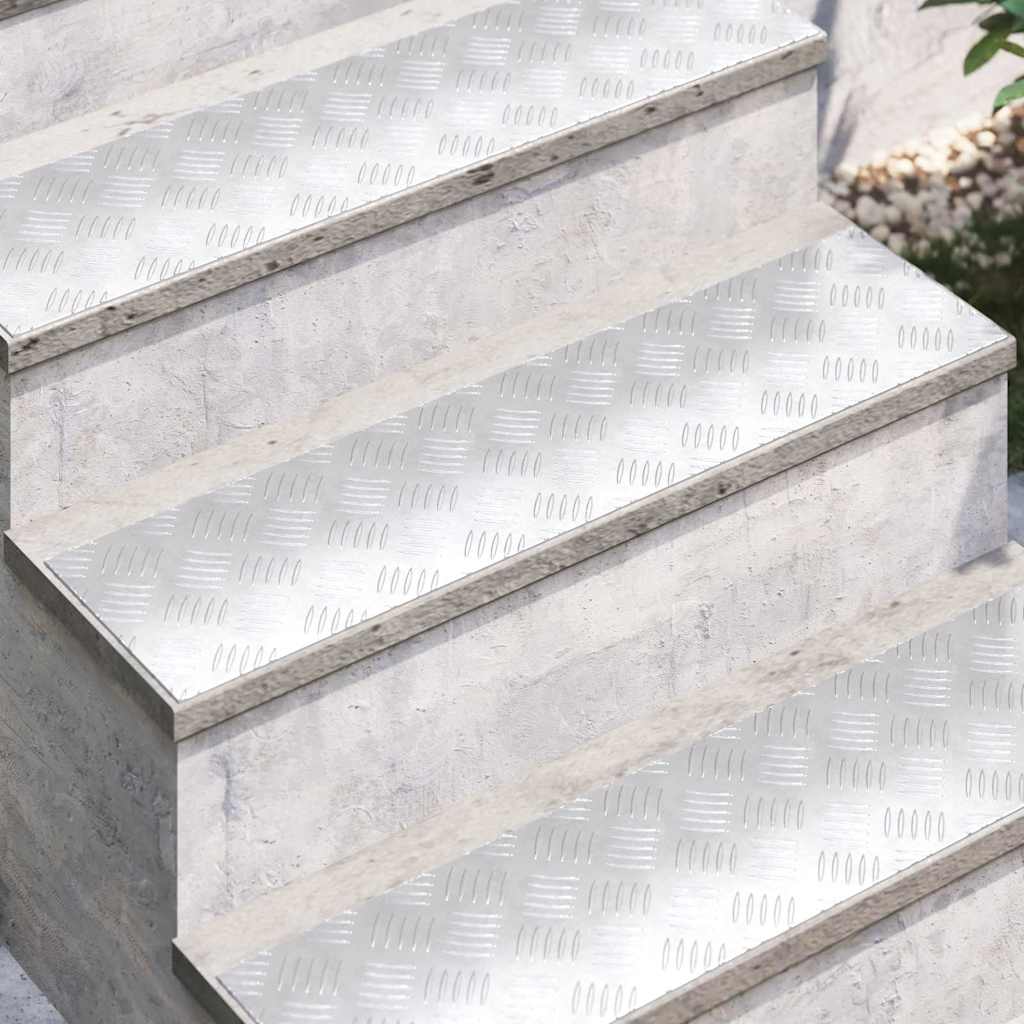 Laiptų danga Stačiakampio 4 pcs Sidabro 80 x 20 cm Aliuminis