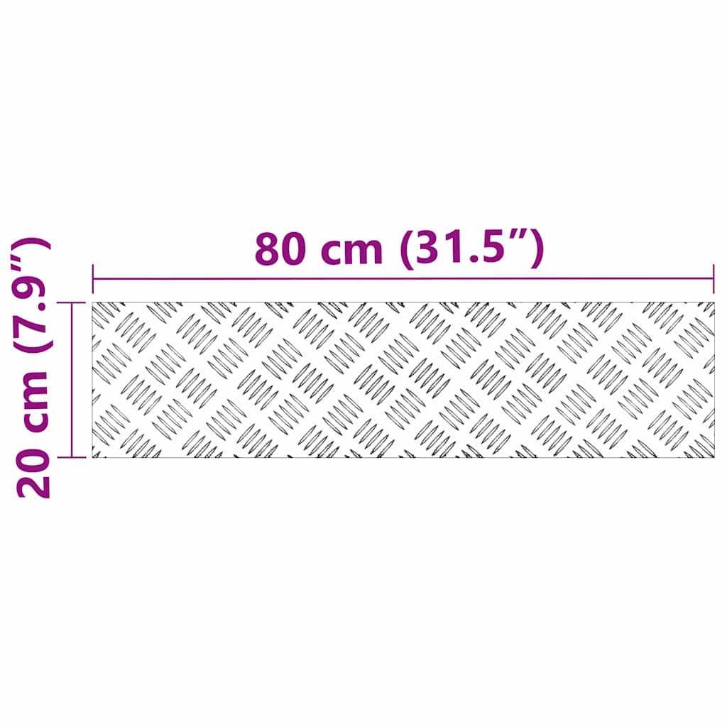 Laiptų danga Stačiakampio 2 pcs Sidabro 80 x 20 cm Aliuminis