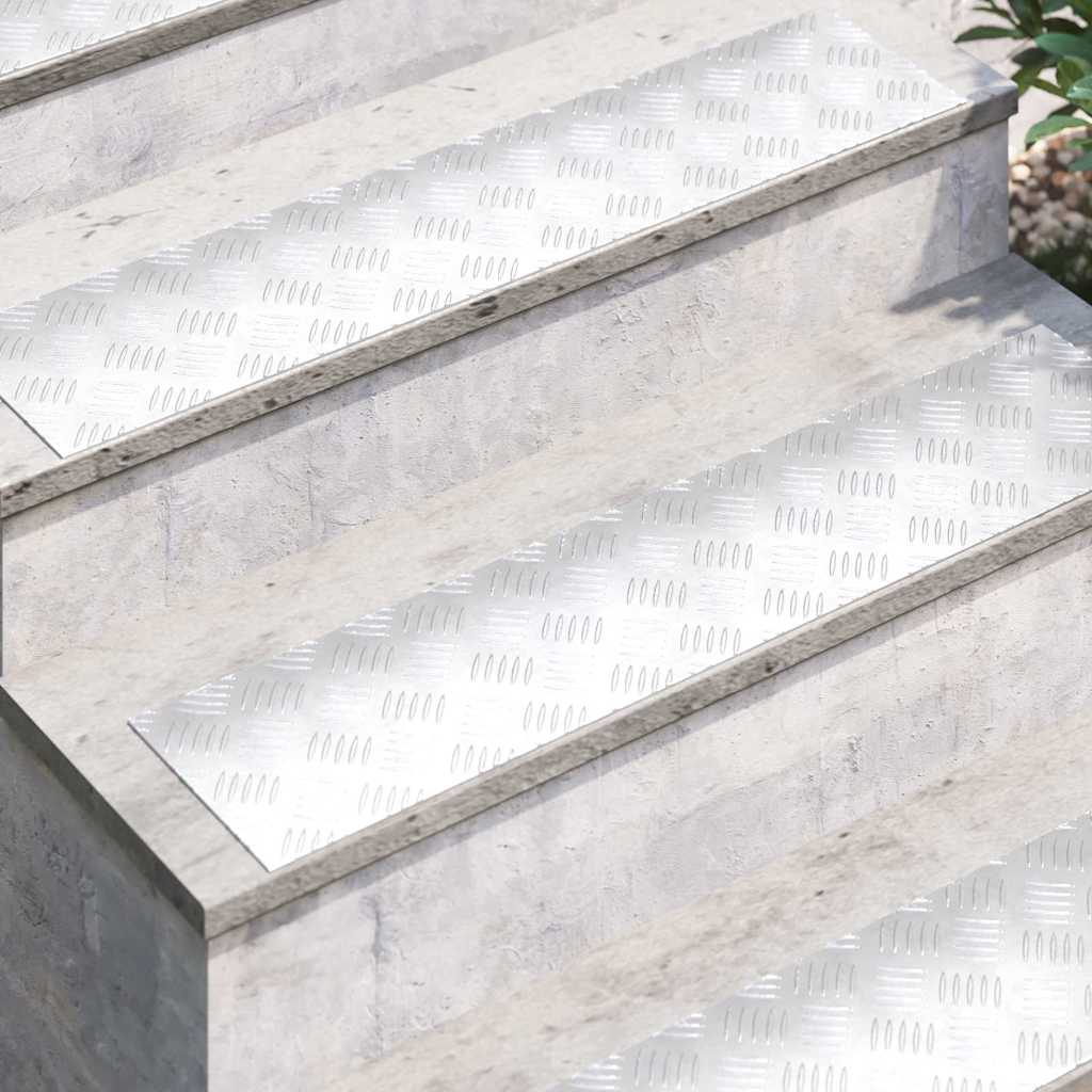 Laiptų danga Stačiakampio 4 pcs Sidabro 90 x 20 cm Aliuminis