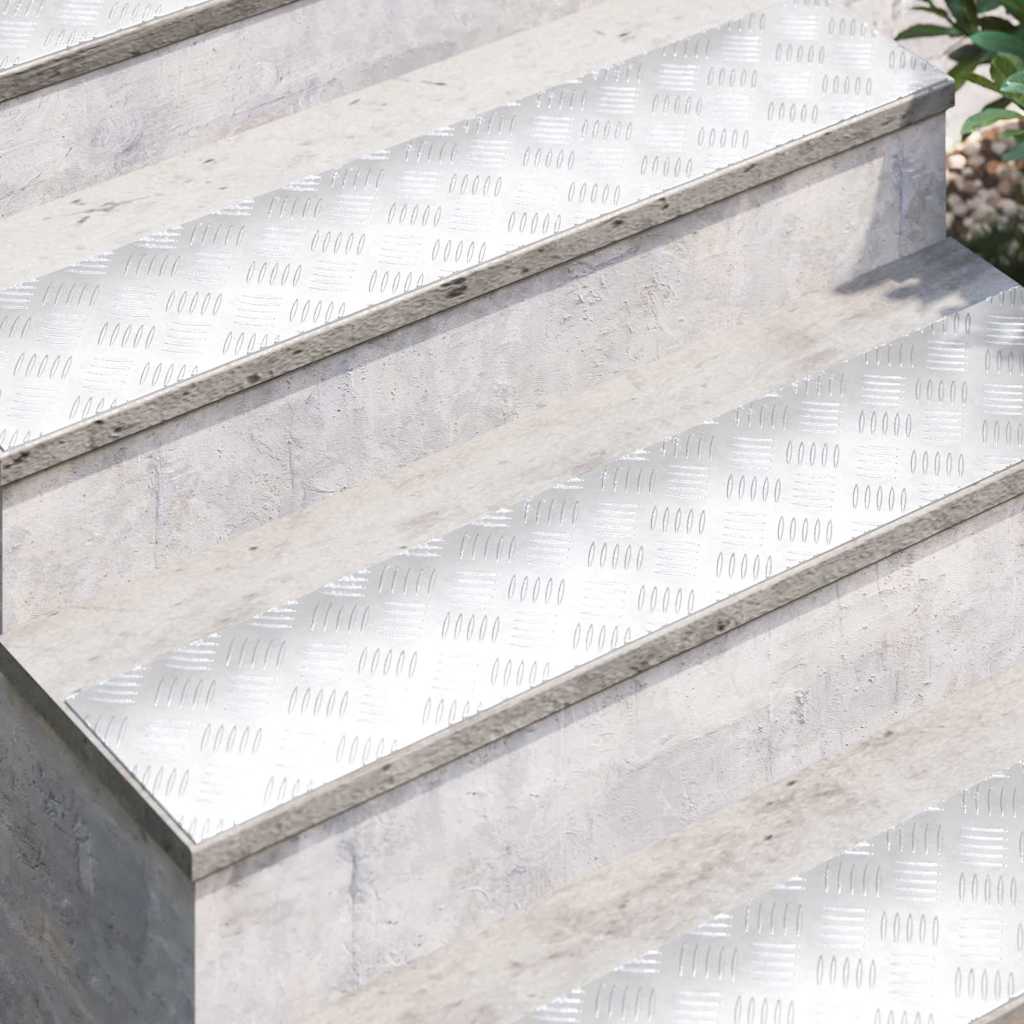 Laiptų danga Stačiakampio 4 pcs Sidabro 100 x 20 cm Aliuminis