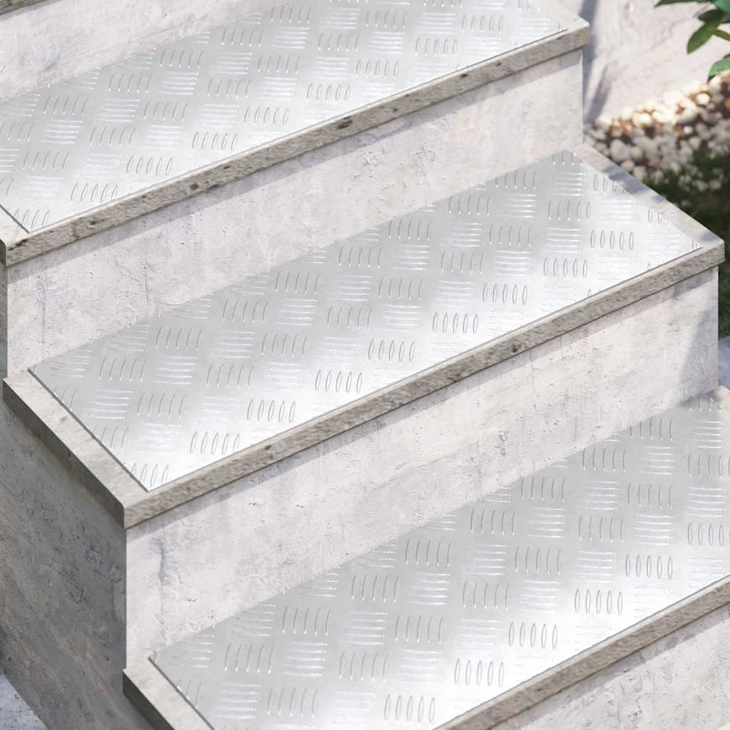 Laiptų danga Stačiakampio 2 pcs Sidabro 75 x 25 cm Aliuminis