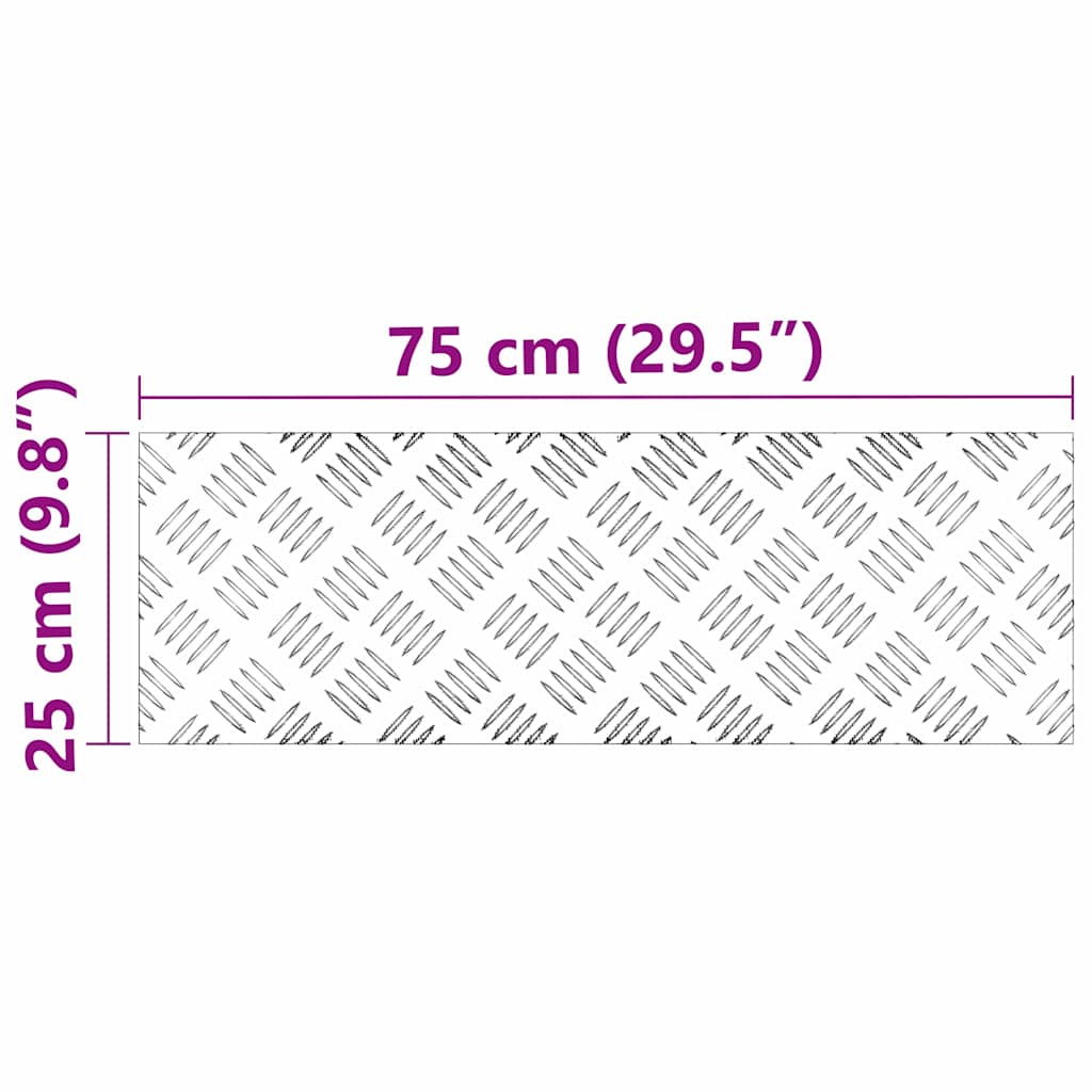 Laiptų danga Stačiakampio 2 pcs Sidabro 75 x 25 cm Aliuminis