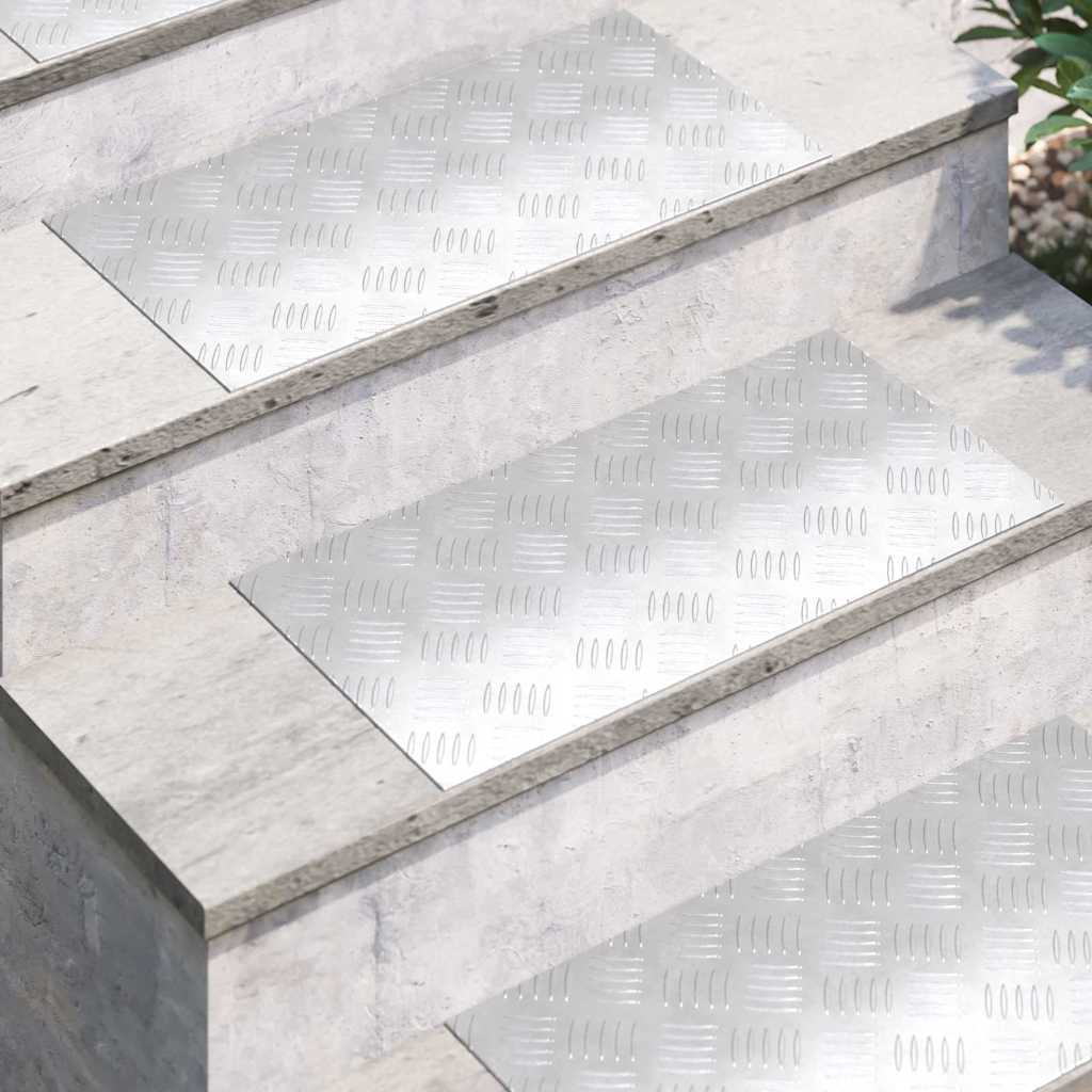 Laiptų danga Stačiakampio 2 pcs Sidabro 60 x 30 cm Aliuminis