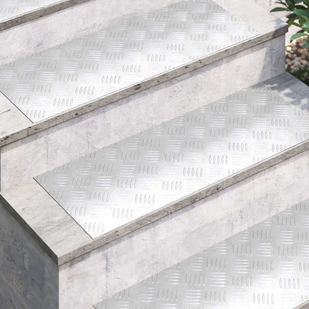 Laiptų danga Stačiakampio 4 pcs Sidabro 80 x 30 cm Aliuminis