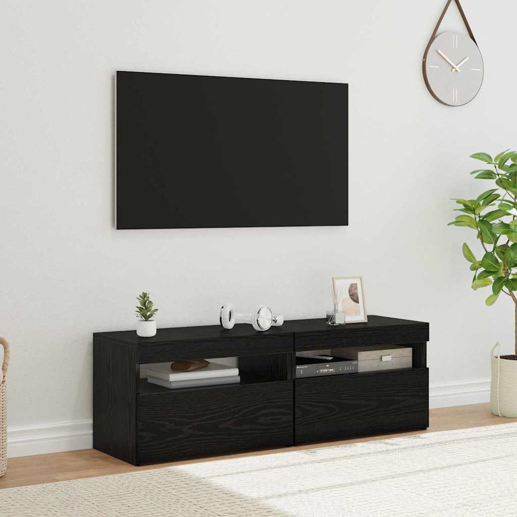 Televizoriaus spintelė 2 pcs Juodas ąžuolas 60 x 35 x 40 cm