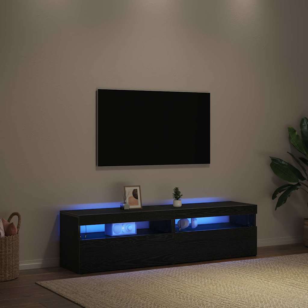 Televizoriaus spintelė 2 pcs Juodas ąžuolas 75 x 35 x 40 cm