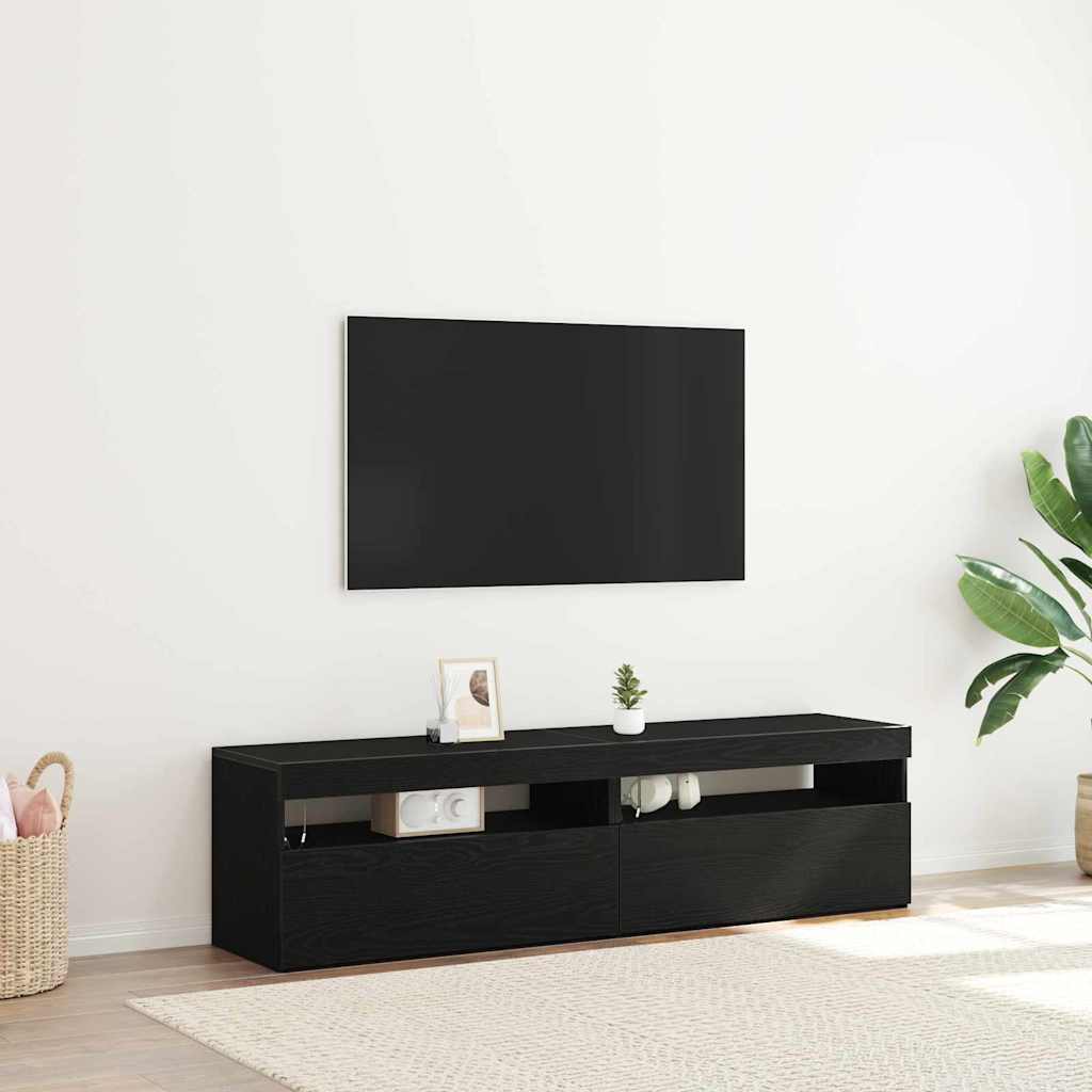 Televizoriaus spintelė 2 pcs Juodas ąžuolas 75 x 35 x 40 cm
