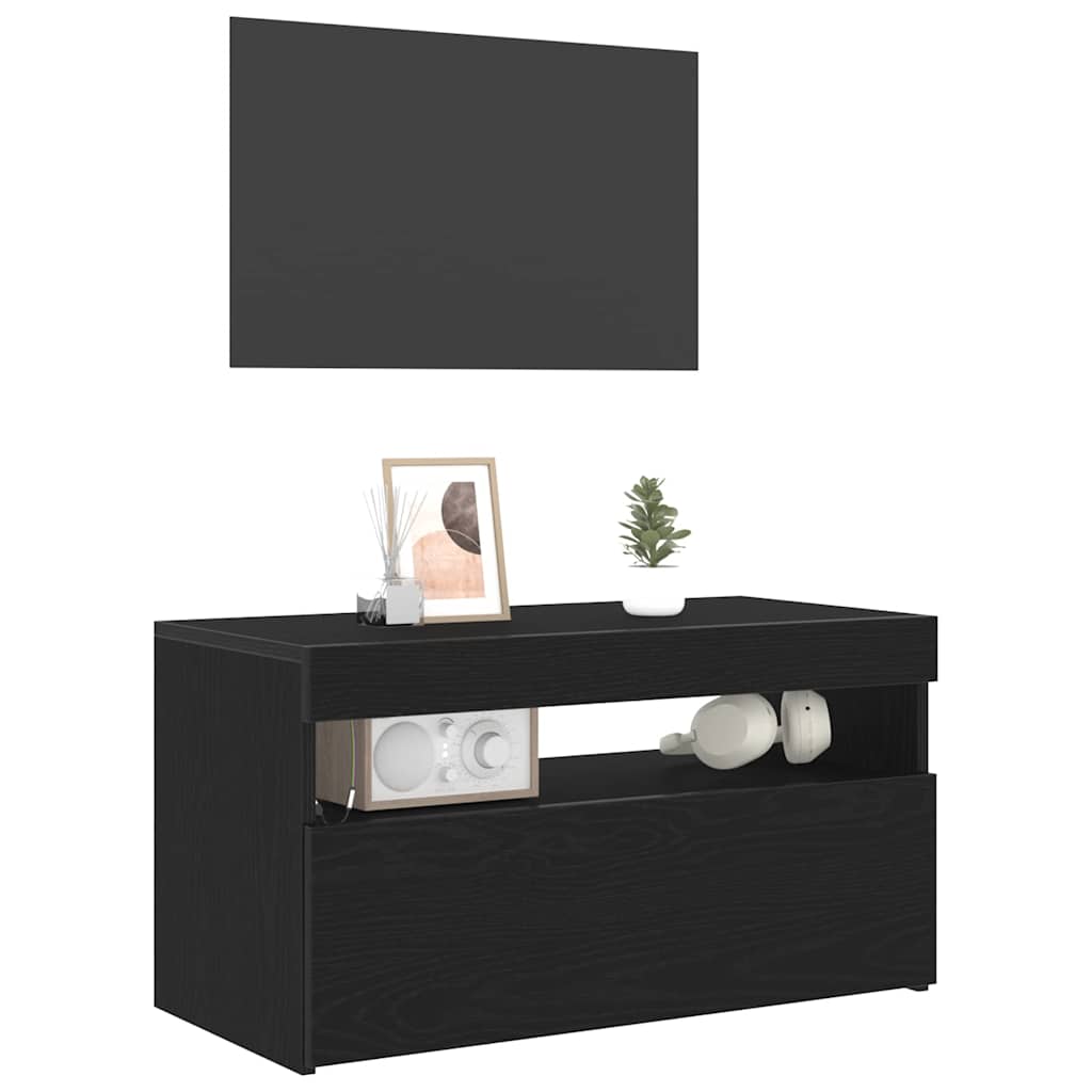 Televizoriaus spintelė 2 pcs Juodas ąžuolas 75 x 35 x 40 cm