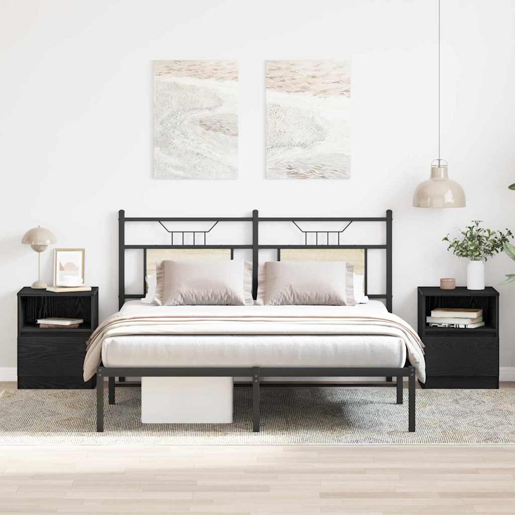 Šalia lovos spintelė 2 pcs juoda ąžuolo 40 x 40 x 50 cm